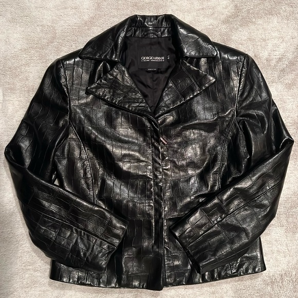 Vintage Giorgio Armani Black Label Genuine Spanish Lamb Leather Jacket - Picture 1 of 11